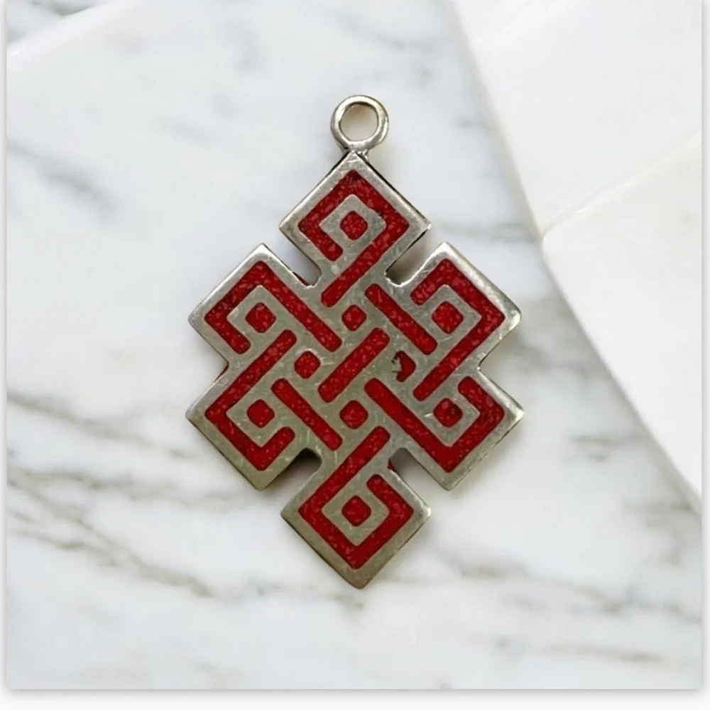 Red Coral Tibetan Silver Pendant